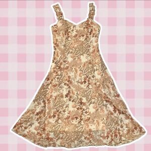 Connected Apparel Y2K Style Apricot Paisley Bohemian Fairycore Dress Size 10